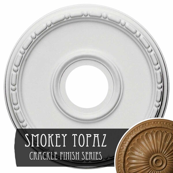 Ekena Millwork Medea Medallion (Canopies up to 5 3/8"), 16 1/2"OD x 3 7/8"ID x 1 1/2"P, Smokey Topaz Crackle CM16MESTC - main